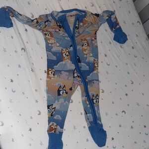Little Sleepies Blue Cartoon Print Kids Pajama